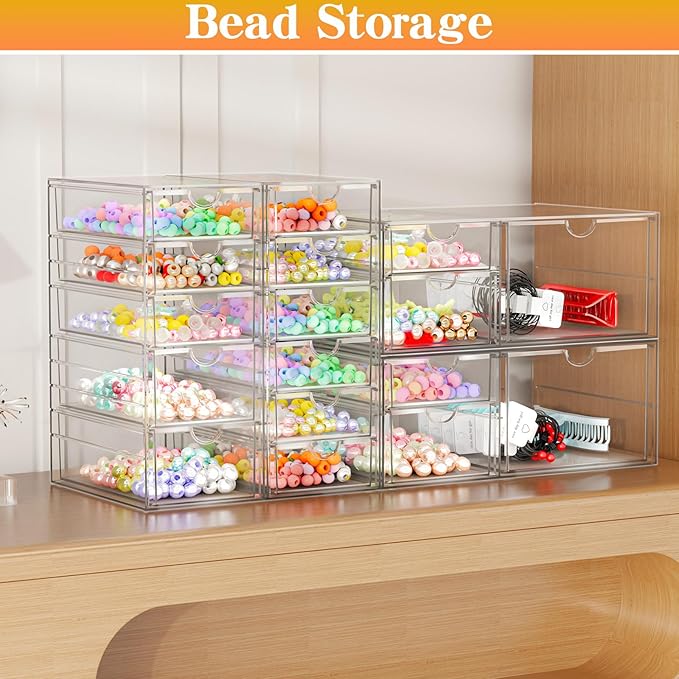 ARSTPEOE Acrylic Organizer with 6 Drawers, Bathroom Counter Organizer, Makeup Desk Organizers, Office Supplies, Storage Drawers for Cosmetic, Pencil, Coffee - Image 7