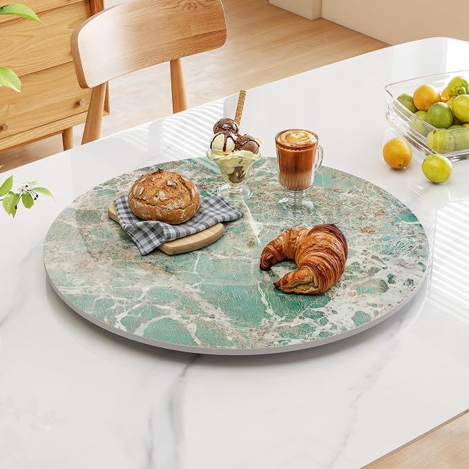 ZL ZELing 23.6" Lazy Susan Turntable – 360° Sinteredstone Silent Anti-Slip Turntable, Table Top Centerpiece for Kitchen, Pantry, Spice Rack, Refrigerator & Dining Table, Green - Image 7