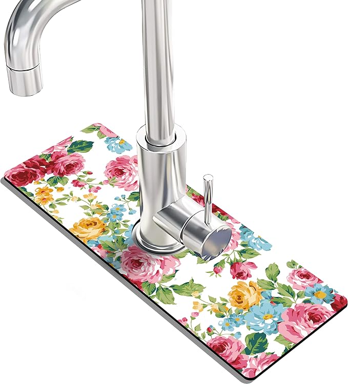 Kitchen Sink Splash Guard Faucet Mat -2 PC Super Absorbent Fast Drying Mat Sink Gadgets-Splash Guard Behind Faucet Drip Catcher for Kitchen, Bathroom,Sink Mat, Dish Drying Mat, Bathroom(15" X 5.5" ) - Image 2