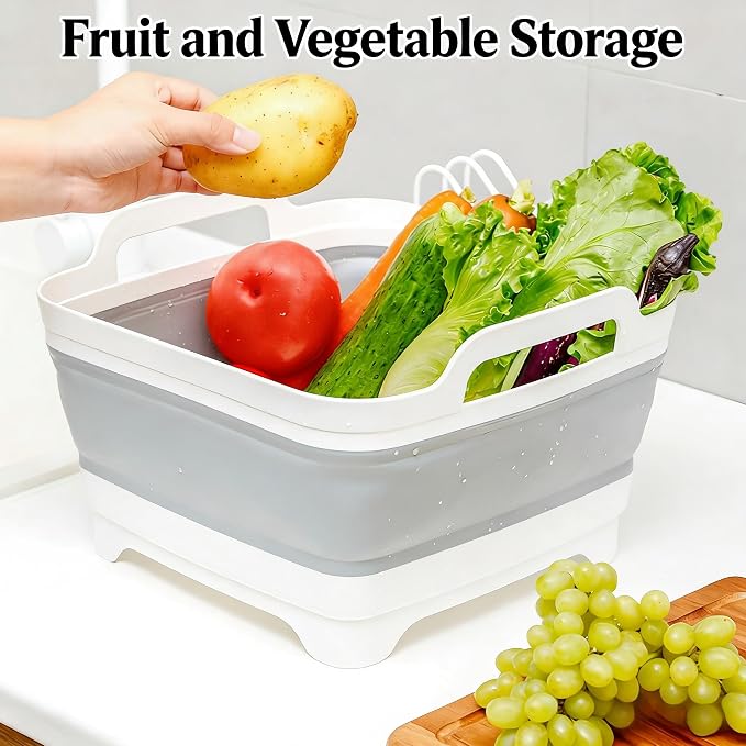Foldable Sink Vegetable Fruit Bowl Dish Washing Storage Basin Basket, Portable Space-Saving for Kitchen, RV, Campers, and Travel Trailers - Image 3