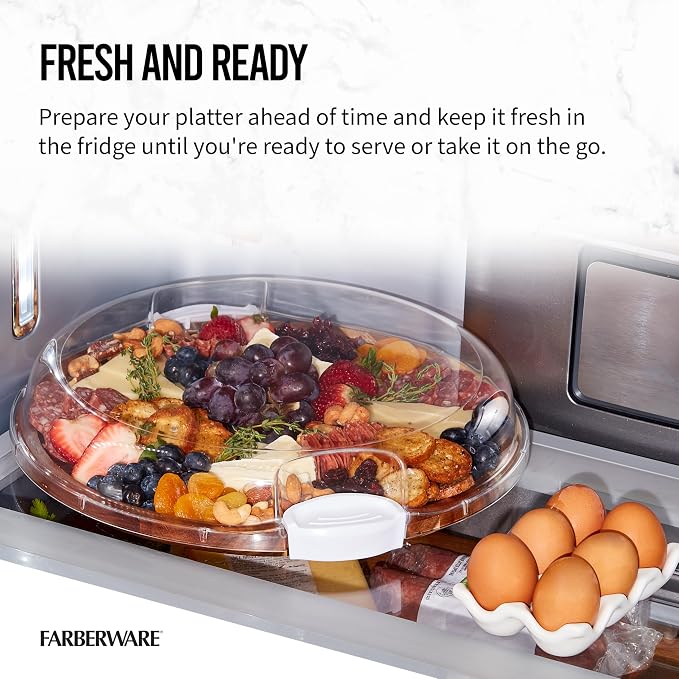 FARBERWARE Build-a-Board Cutting Board with Single Compartment and Clear Locking Lid for Charcuterie, Snacks, and More, Acacia - Image 8