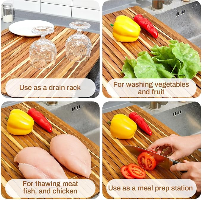 Wooden Dish Drying Rack, 20.5 x 16 Inch Roll up Kitchen Over Sink Dish Drying Rack for Dishes, Plates, Bowls, Wooden Cover Counter Space, Crack Resistant Drainer, Kitchen Supplies - Image 6