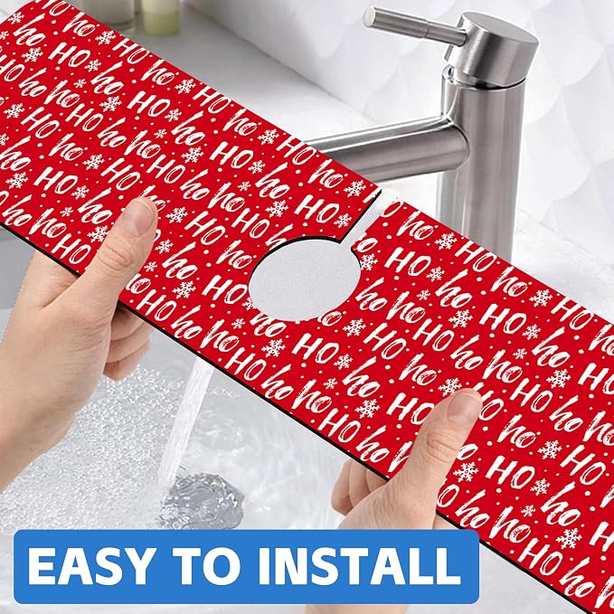 Christmas Hohoho Kitchen Sink Splash Guard Mat - Santa Claus Laugh Faucet Protector, Fast Drying Draining Mat for Kitchen and Bathroom 5.5"24" - Image 6