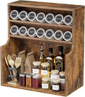 Simple Trending Spice Rack Organizer, 3 Tire Wood Kitchen Counter Spice Rack, Large Counter Seasoning Organizer Storage Shelf for Pantry, Kitchen, 7” W × 14.3” H, Brown by SimpleTrending