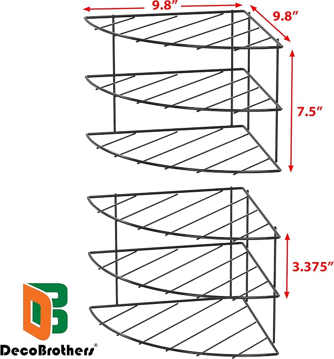 Deco Brothers 3-Tier Counter & Cabinet Corner Shelf Organizer, 2 Pack Black - Image 2