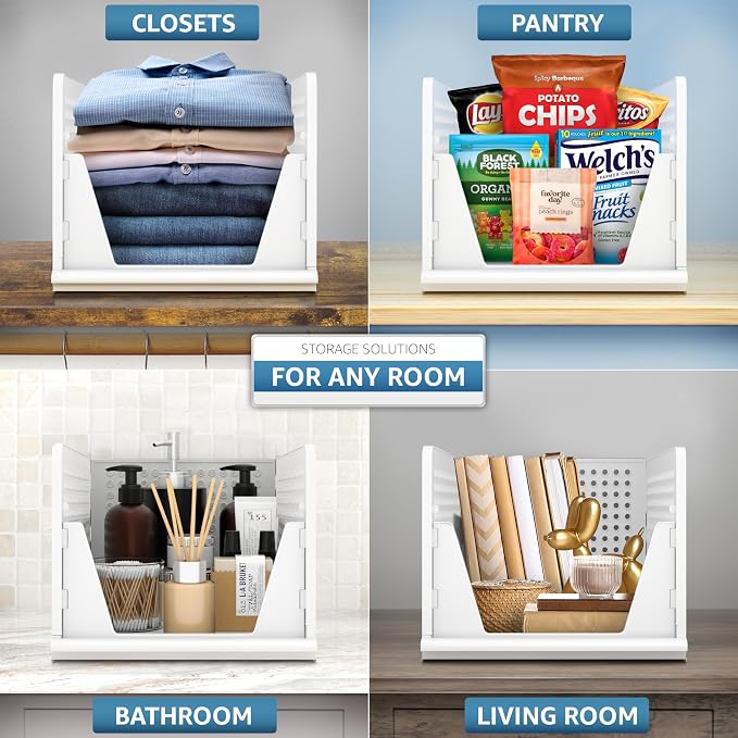 Sorbus 3 Pack Folding Closet Shelf Organizer for Clothes - Versatile Stackable Storage Baskets for Closet, Bathroom, Kitchen and Garage - Easy Access Open Front Design - Plastic Organizer Shelves - Image 4