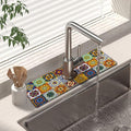 Kitchen Sink Splash Guard Faucet Mat 15" X 5.5" Talavera Mexican Tiles Absorbent Fast Drying Mat Faucet Draining Mat Sink Splash Guard Behind Faucet Drip Catcher for Kitchen Bathroom by Unknown
