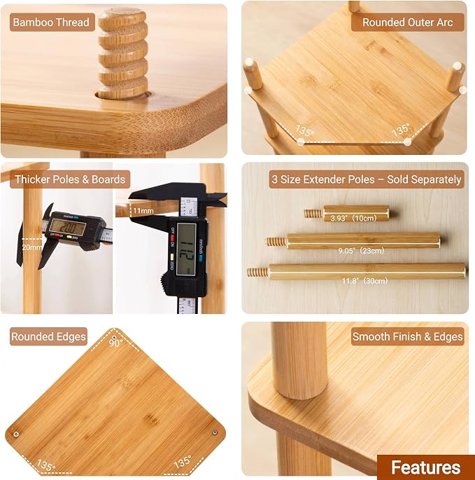 2-Tier Bamboo Corner Shelf,Kitchen Countertop Organizer,Corner Countertop Organizer Shelf, Coffee Bar Organizer,Coffee Bar Accessories,for Kitchen, Pantry, Organizers and Storage - Image 6
