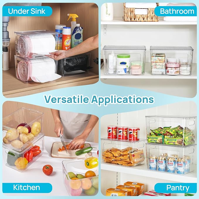Vtopmart 2 Pack Clear Trash Bag Holder, Stackable Garbage Bag Dispenser | Trash Bag Organizer for 13/30/33 Gallon Bags, Clear Organizer Bins for Under Kitchen Sink, Laundry Room Organization - Image 7