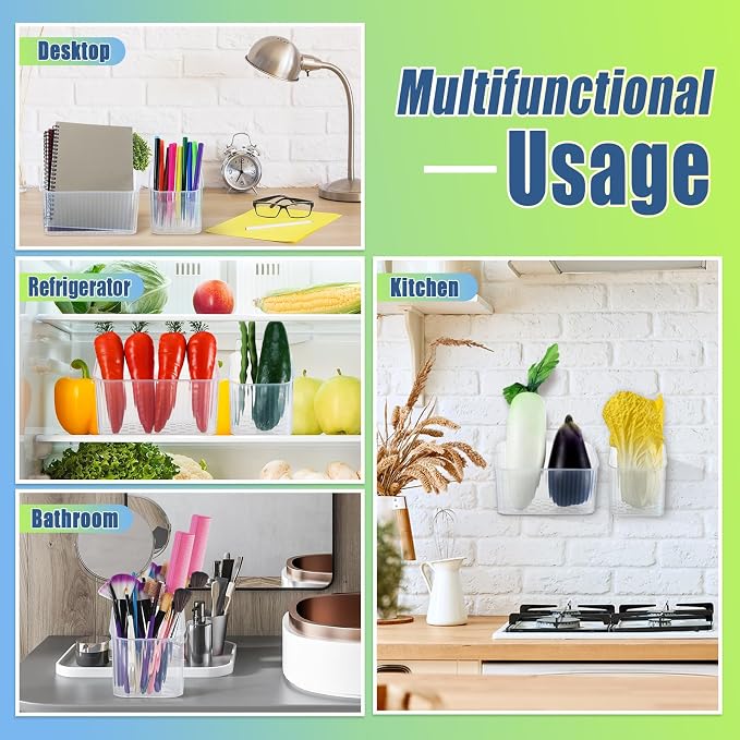 SiliFine 8 Pcs Cabinet Door Organizer Bin Wall Mount Organizer,3.54'',Clear - Image 7