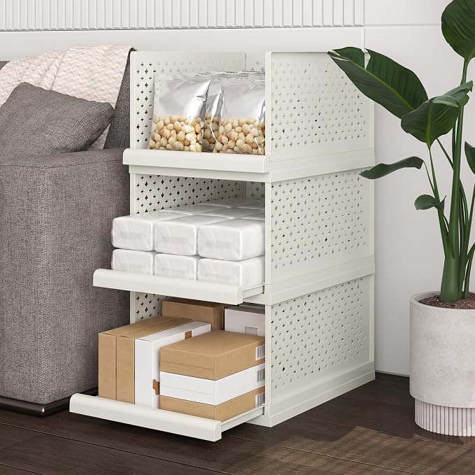 Bathroom Shelf, 3pcs Storage Drawers Organiser, 24.2" Stackable Cabinet | Large Organizer Boxes for Bedroom, Bathroom, Living Room, Kitchen, Office, Entrance, 12.8" wide - Image 7