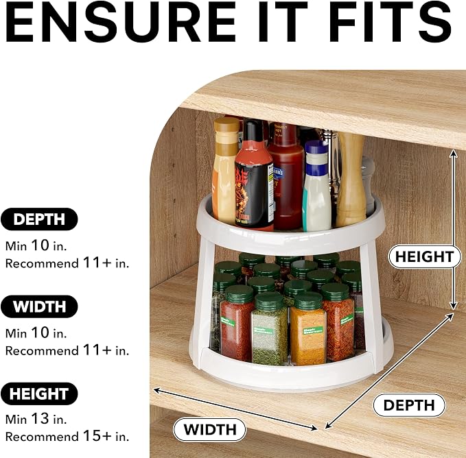 Simple Houseware 2-Tier Lazy Susan Spice Organizer, 10-Inch Diameter, Maple - Image 6
