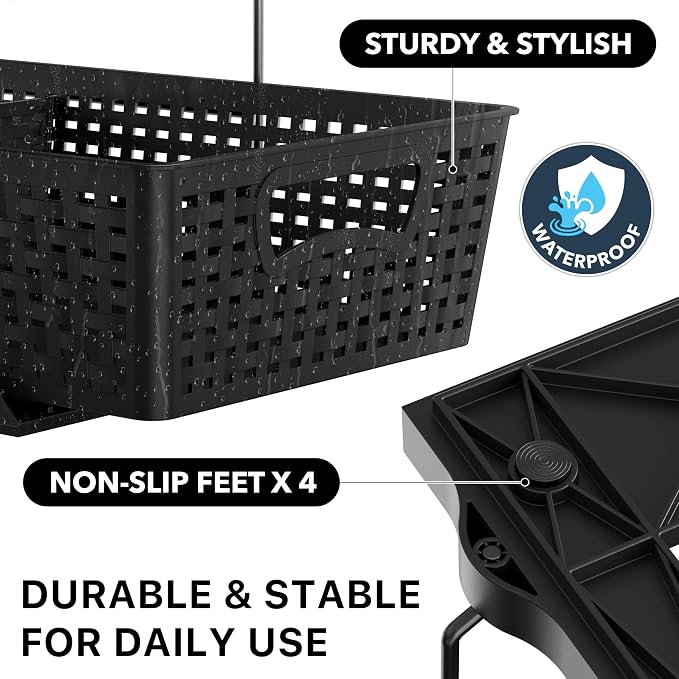 Simple Houseware 2 Tier Pull-Out Sliding Drawer Under Sink Storage, Black | Great for Kitchen Bathroom Tray Shelf Organizer - Image 5