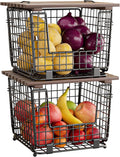 2 Pack Stackable Potato Onion Bins, Pantry Organizers and Storage | Wire Basket with Breathable Design for Garlic Fruits Vegetables Storage, Kitchen Counter Organizer by GGIU