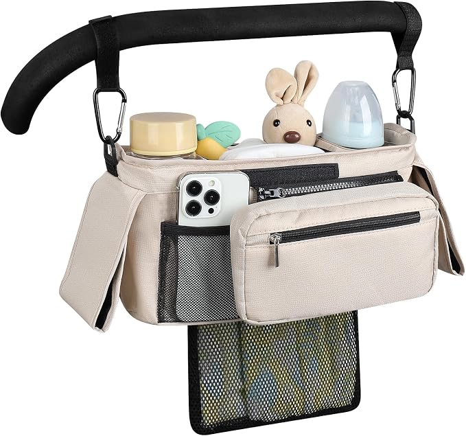 Accmor Universal Stroller Organizer with Insulated Cup Holder Detachable Phone Bag and Shoulder Strap,Stroller Bag Caddy Organizer for Uppababy, Baby Jogger, Britax Strollers - Image 4