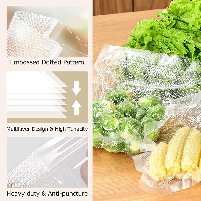 Bonsenkitchen 6 Rolls 8" x 16' Vacuum Sealer Bags for Food with a Color Box | Commercial Grade, Food Storage or Sous Vide, Puncture Resistant Heavy Duty Design, BPA Free Food Grade Safe Material, VB20 - Image 5