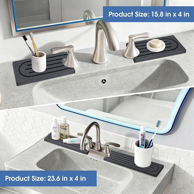 Stone Faucet Mat for Kitchen Sink, Water Absorbing Stone Faucet Splash Guard for Bathroom Counter, Stays Put, Super Absorbent Diatomite Fast Drying, Prevent Moisture for Kitchen Bathroom Counter - Image 6