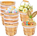 Wooden Baskets 7" x 6", 10 Pack Natural Apple Harvest Baskets | Round Handled Baskets Hold Produce, Flowers, Easter Eggs Or Favors for Farms, Markets, Weddings, Parties and Decor by YPshuye