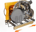 Pull-Out Pots and Pans Organizer under Cabinet | Smooth Pull-Out Rails, Heavy-Duty Metal, 10 Adjustable Dividers, Scratch-Resistant, Space-Saving, Black, 12" W x 22" D by Unknown