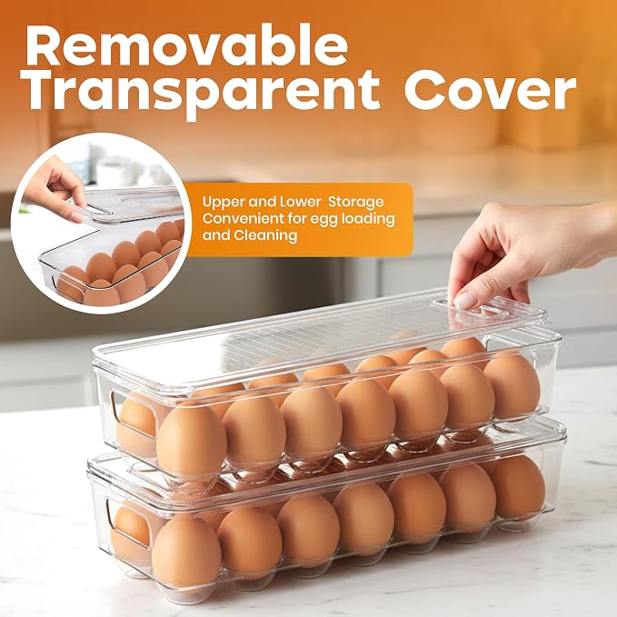 Utopia Home Egg Holder for Fridge, Stackable Egg Container, 2 Pack, Clear | With Lid and Handle, For Refrigerator Organization, Egg Holder For Kitchen or Pantry Organizers and Storage - Image 8