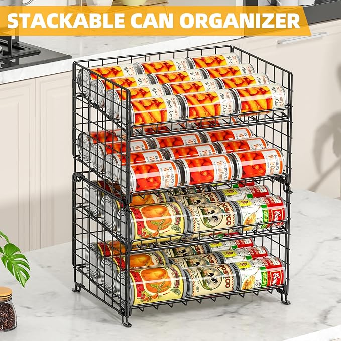 2-Pack Stackable Rack Organizer, Storage for Kitchen Pantry Cabinet, Holders for Food, Multifunctional Dispenser for Snacks Soda - Image 6