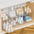 4 Pack Under Sink Organizers and Storage,Clear Acrylic Bathroom Organizer and Cabinet Organization for Makeup,Medicine,Two Tier Pull Out Cabinet Organizer Drawers for Pantry,Vanity Storage Bins by Yieach