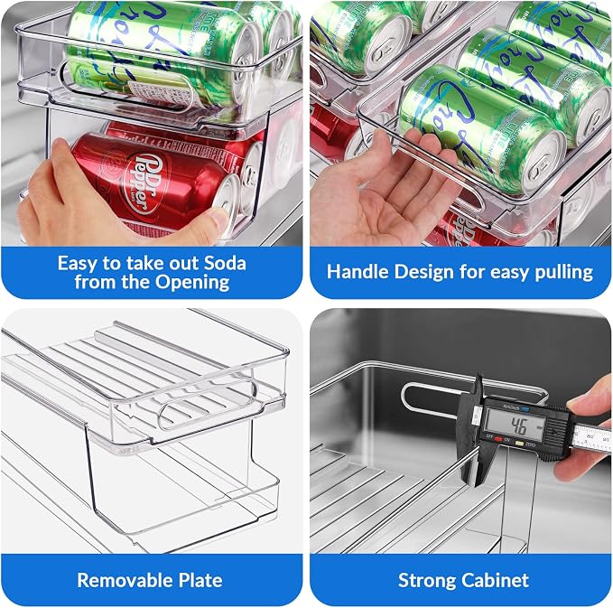 Rolling Soda Can Organizer for Refrigerator Can Dispenser for Beer Soda Seltzer Pop Can Soda Organizer for 10 Standard Size 11.15oz or 12oz Cans Holder Storage Pantry Organization - Image 6