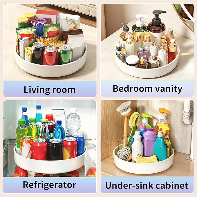 Lazy Susan Organizer Turntable, 11.8" Rotating Spice Rack Organization with Non-Slip Base & Raised Lip, Pantry Organizers and Storage for Cabinet, Kitchen, Bathroom, Countertop, Refrigerator - Image 9