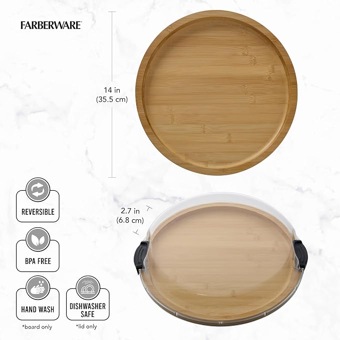 FARBERWARE Build-a-Board Cutting Board with Single Compartment and Clear Locking Lid for Charcuterie, Snacks, and More, Bamboo - Image 9