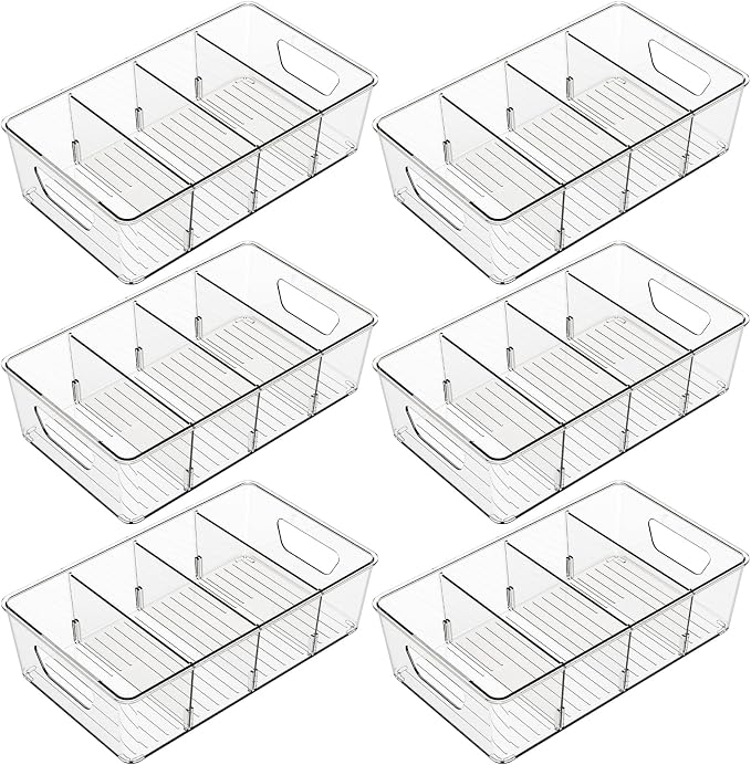 Stackable 6 Pack Snack Organizer for Pantry Shelf,Clear Pantry Organizers and Storage Bins for Fridge,Office,Cupboard,Plastic Pantry Snack Organizer For Breast Milk,Tea Bag,Food Storage Containers - Image 9