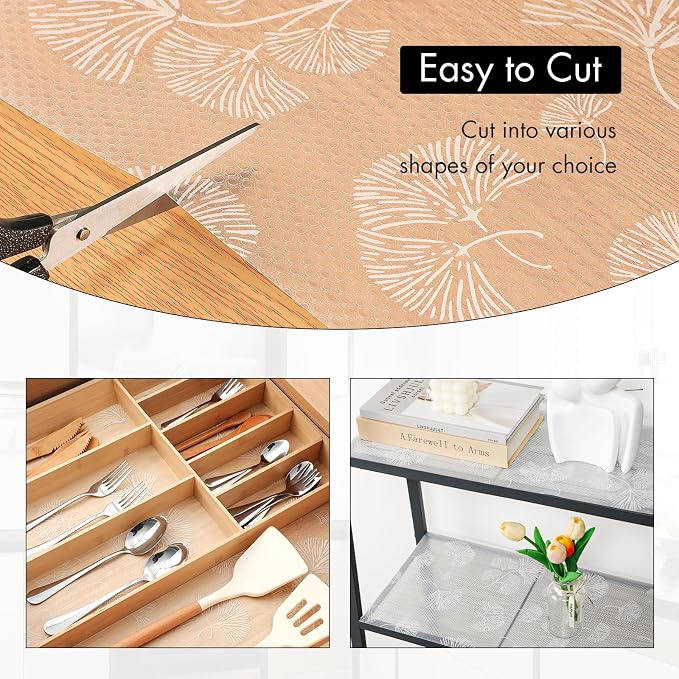 Cooyes Shelf Liner, Non Adhesive Drawer and Cabinet Liner, EVA Washable Oil-Proof Shelf Paper for Kitchen Cabinets, Refrigerator, Storage, Desks with Modern Pattern（23.6" W x 236" L） - Image 4