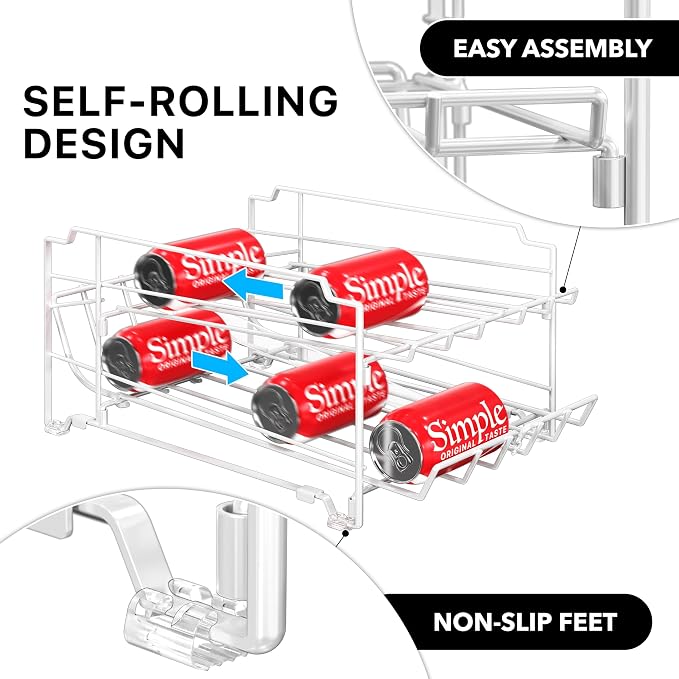 Simple Houseware Dual Row Front Loading Stackable Can Dispenser, White - Image 4