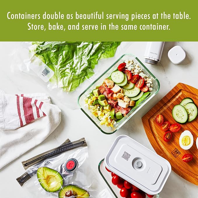 ZWILLING Fresh & Save 2-Piece Small Glass Vacuum Sealer Food Storage Containers with Airtight Lids - Image 5