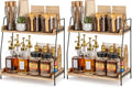 ANBOXIT Countertop Coffee Station Organizer, 2 Tier Wooden Shelf for Coffee Bar Accessories, Condiment Storage Caddy for Kitchen, Home, Office - Brown (Pack of 2) by ANBOXIT