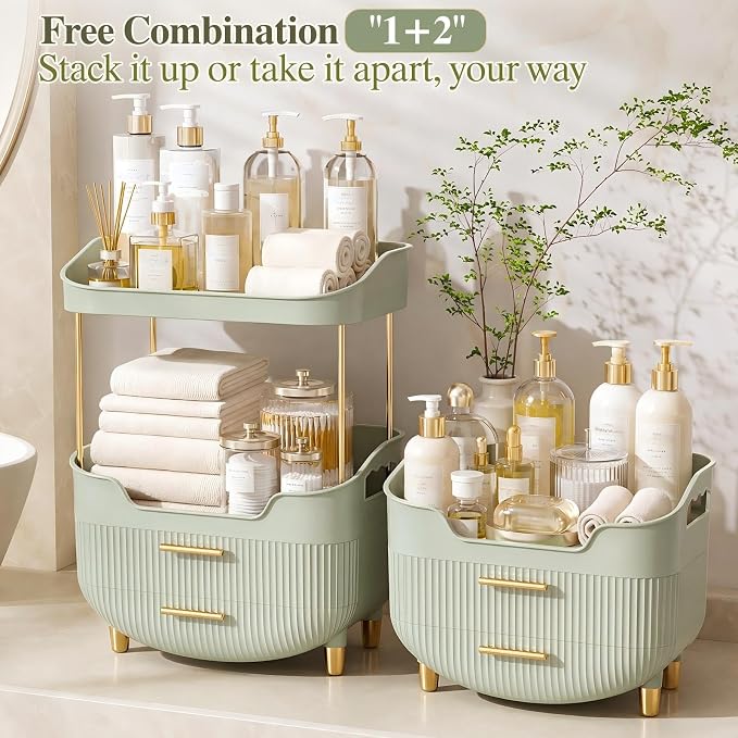 4-Tier Makeup Organizer Bathroom Countertop Storage Green | Versatile Storage for Vanity, Desk, Bedroom, Holds Lipstick, Perfume, Skincare, Mask, Cosmetics - Image 4