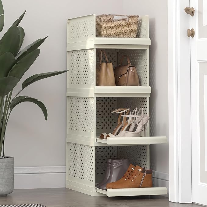 Bathroom Shelf, 4pcs Storage Drawers Organiser, 32" Stackable Cabinet | Large Organizer Boxes for Bedroom, Bathroom, Living Room, Kitchen, Office, Entrance, 12.8" wide - Image 5