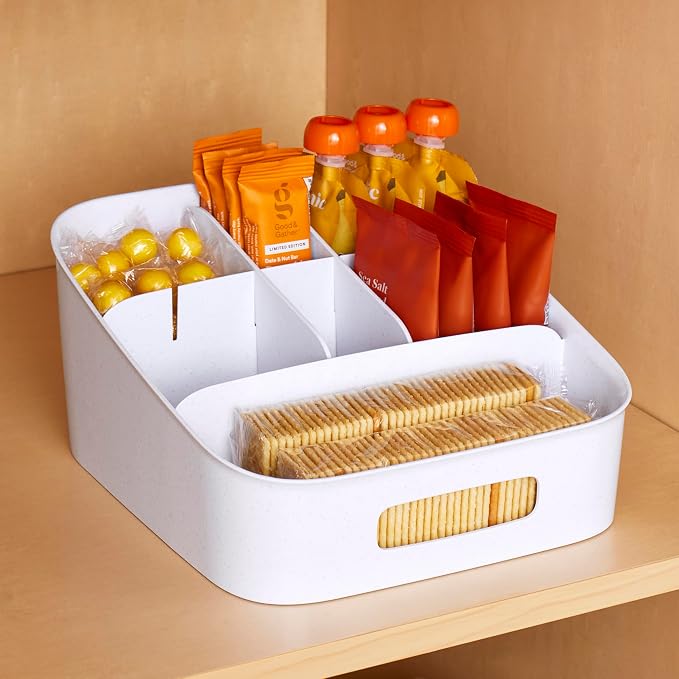YouCopia ShelfBin Adjustable Snack Bin, BPA-Free Divided Storage Basket for Kitchen Pantry Organization, One Size, Speckled White - Image 8