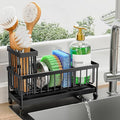 Cisily Sponge Holder for Kitchen Sink, Sink Organizer with Brush Holder | Kitchen Countertop Organizers and Storage Essentials, Rustproof 304 Stainless Steel (Black, 9.25″) by CISILYHOMELIFE