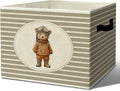 Rustic Aviation Bear Storage Bins Boxes with Handles | toys books clothes, grey striped nursery foldable basket for organizing bedroom toddler room playroom by Unknown