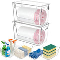 Tiawudi Set of 6 Clear Plastic Storage Bins, 2 Large Stackable Oraganizer with Open Front & Lid, 4 Small Storage Container for Pantry Organization, Multi-Use Organizer Bins for Home, Kitchen, Cabinet by Tiawudi
