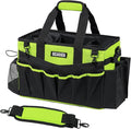 SCAVATA Wearable Cleaning Caddy Bag, Cleaning Caddy Supplies Organizer with Handle & Shoulder Straps for Housekeepers, Under Sink & Car Cleaning Tool Organizers with 4 Foldable Divider (NeonGreen) by Tidyyourlife