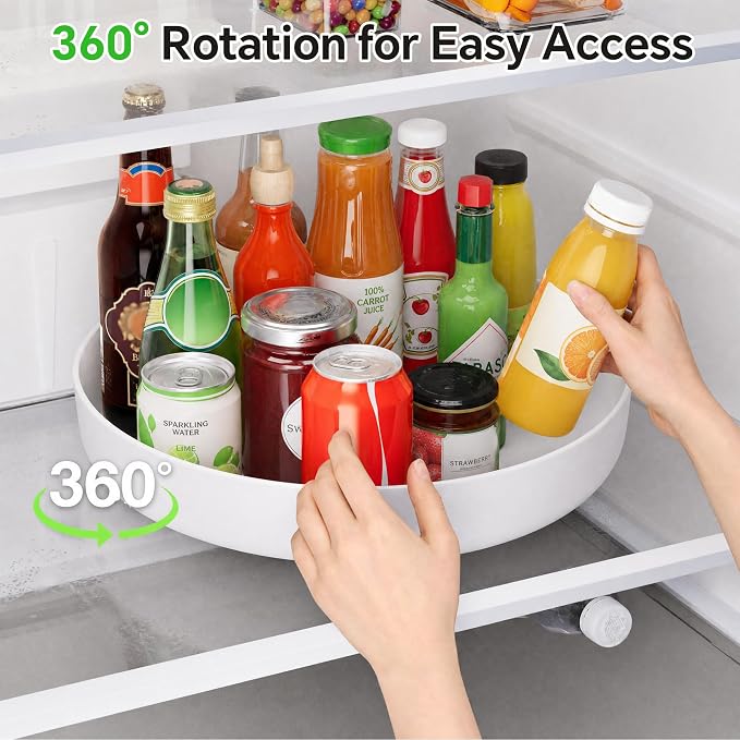 CTIME 11.8" Lazy Susan for Refrigerator, Lazy Susan Spice Rack | 360° Rotating, Non-Slip Base, 2in Raised Edge, for Kitchen, Pantry & Refrigerator - Image 6
