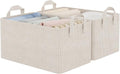 StorageWorks Storage Bins, Fabric Storage Bins for Shelves, Storage Baskets with Metal Frame, Closet Baskets and Bins with Handles, Khaki and Beige Stripes, 2-Pack by StorageWorks