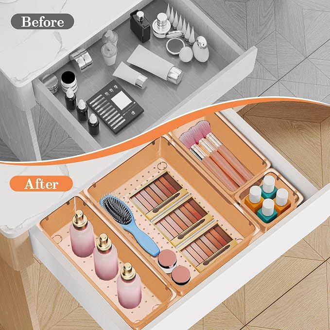 SpaceHacks 25 PCS Plastic Drawer Organizer, 4-Size Versatile Organizer Trays & storage Bins - Image 4