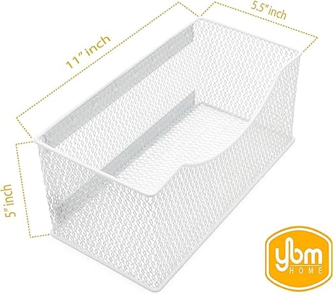 Ybmhome Wire Mesh Magnetic Storage Basket, Trash Caddy, Container, Desk Tray, Office Supply Organizer Silver for Refrigerator/Microwave Oven or Magnetic Surface in Kitchen or Office (4, Large (White)) - Image 3