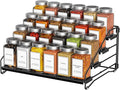 BOIVSHI 4 Tier Spice Rack for Cabinet, Spice Rack Organizer, Depth Adjustable Spice Holder for Countertop, Cupboard, Pantry, Seasoning Shelf, Metal, Black (1 Pack) by BOIVSHI