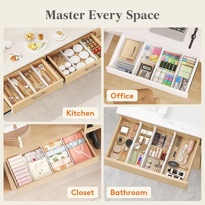 Lifewit 3.2" High Drawer Dividers for Clothes, Adjustable Drawer Organizers | 10.5"-16.5" Expandable Plastic Separator for Dresser, Kitchen, Cabinet, Closet, Nursery, Socks & Underwear Storage, 8 Pack - Image 11