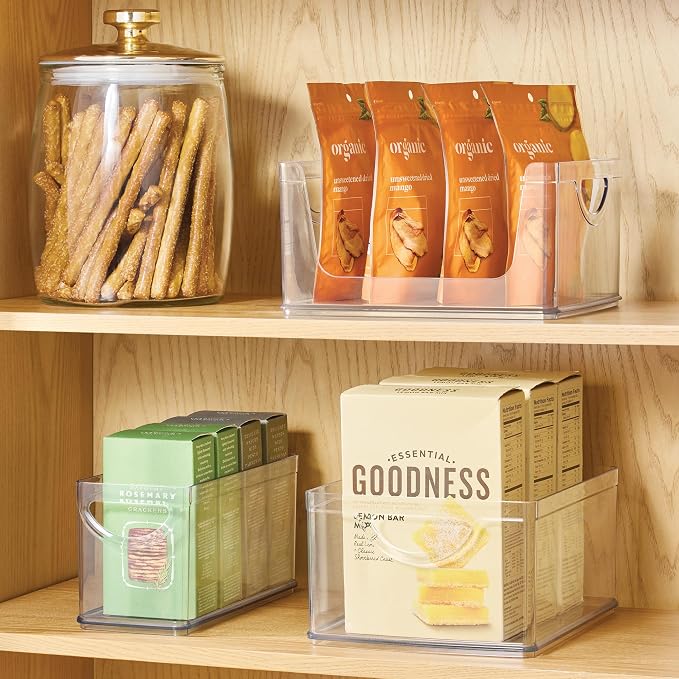 iDesign Narrow Pantry Bin with Handles, Set of 4, Clear | For Kitchen Cabinets or Fridge, Made in USA - Image 3