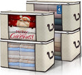 90L Large Storage Bags, 4 Pack Clothes Storage Bins Closet Organizers | Foldable Storage Containers, with Reinforced Handle, for Clothing, Blanket, Comforters, Bed Sheets, Pillows and Toys by BuddingJoy-BuildaJoyfulLifeforYou