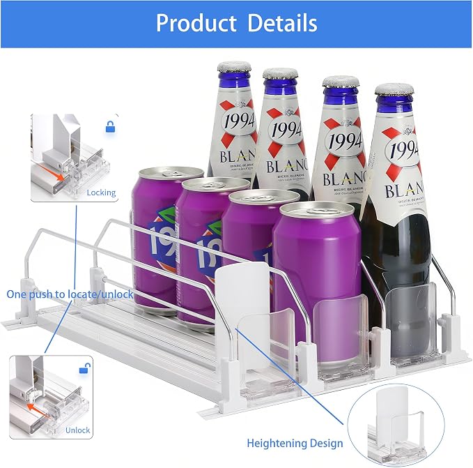 Fridge Drink Organizer for Soda Cans, 3Row Automatic Can Dispenser with Self-Pushing Design, Space-Saving Beverage Storage Rack, Holds 15 Cans - Image 5